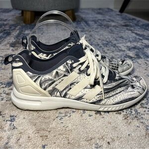 Adidas ZX Flux Smooth White & Black Lace-Up Trainers Size 7.5